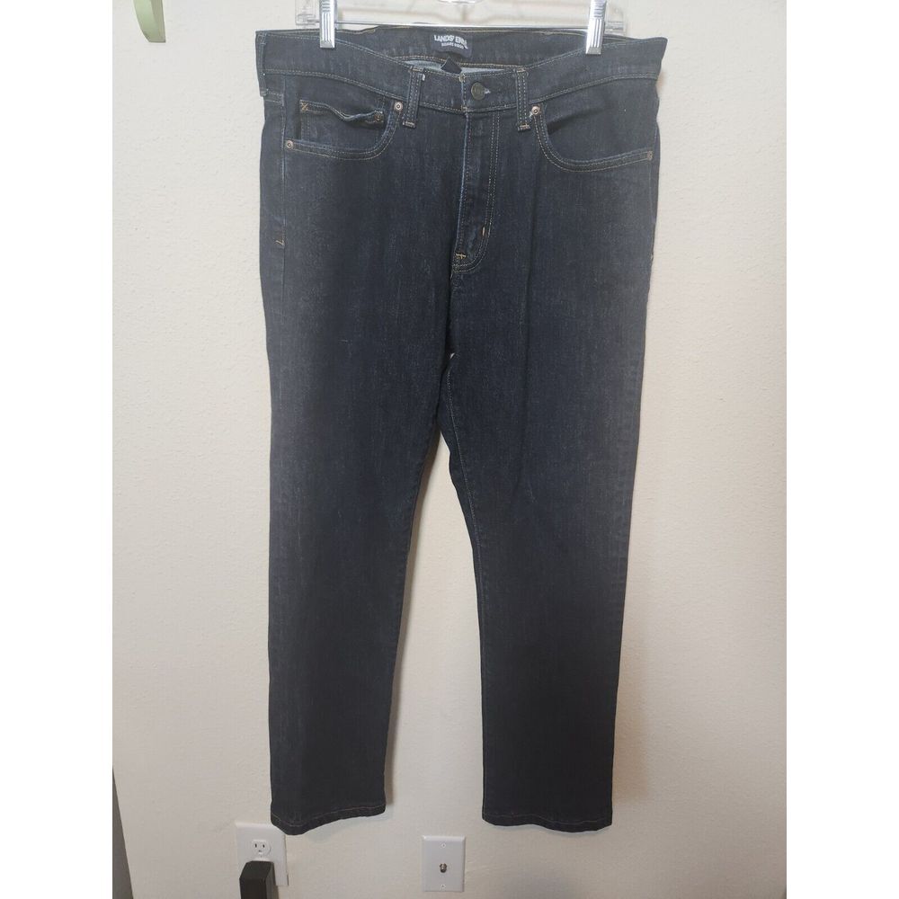 Lands' End Dark Wash Men's Straight Fit Square Rigger Jeans 35x29